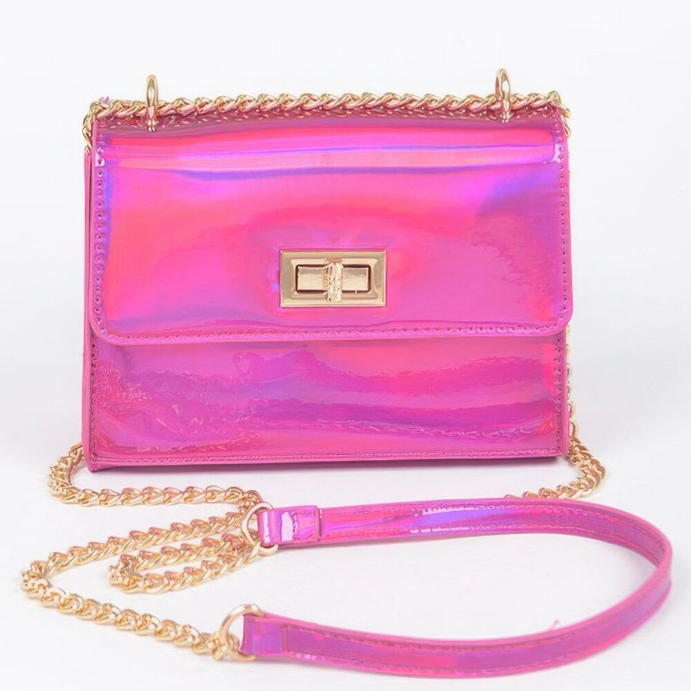Mirror Metallic Flap Crossbody Bag